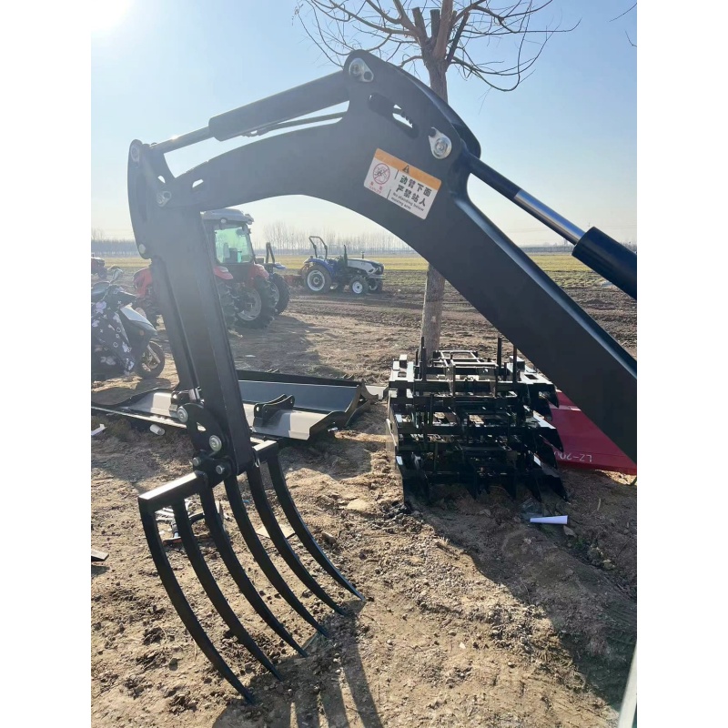 Small excavator attachments-large multi-tooth rake (grass rake)