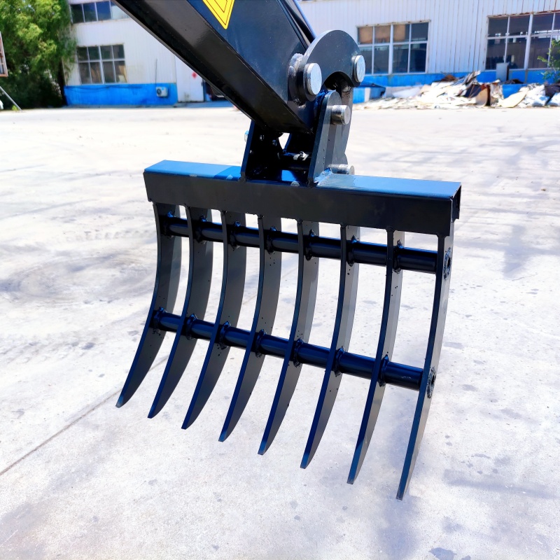Mini excavator attachments-Multi-functional grass rake/tamper (customizable size)