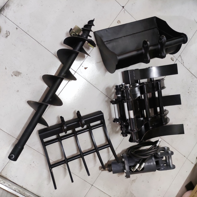 Mini excavator attachments-Multi-functional grass rake/tamper (customizable size)