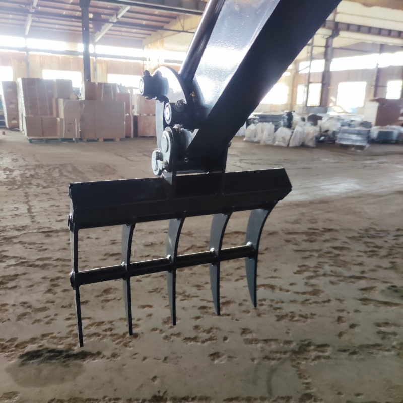 Mini excavator attachments-Multi-functional grass rake/tamper (customizable size)