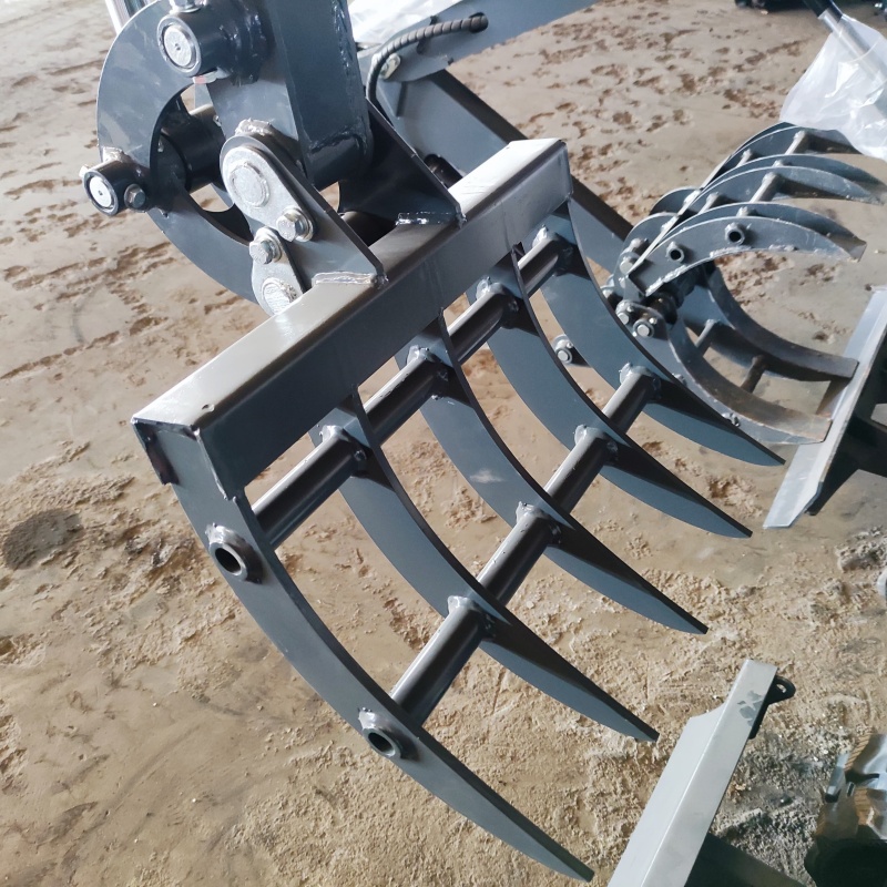 Mini excavator attachments-Multi-functional grass rake/tamper (customizable size)