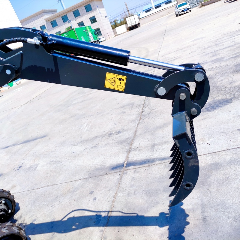 Front-end attachments for small excavators-Multi-functional grass rake/tiller (customizable size)