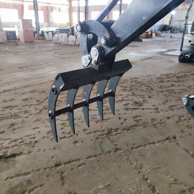 Front-end attachments for small excavators-Multi-functional grass rake/tiller (customizable size)