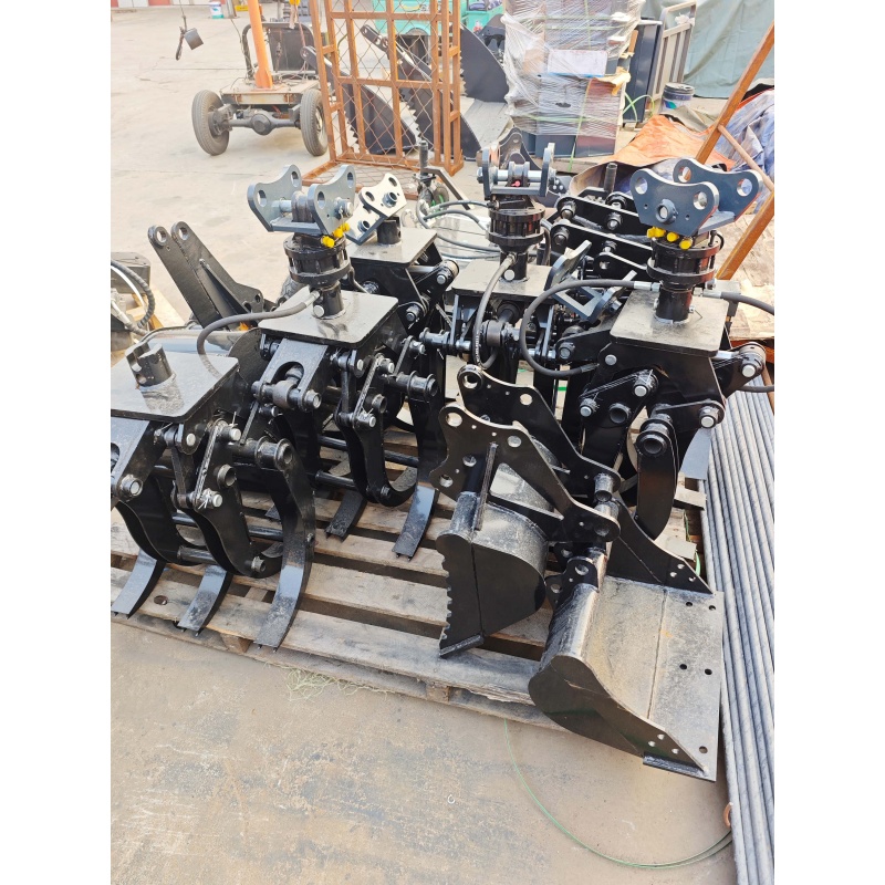 Mini excavator attachment-rotating grass and tree grabber