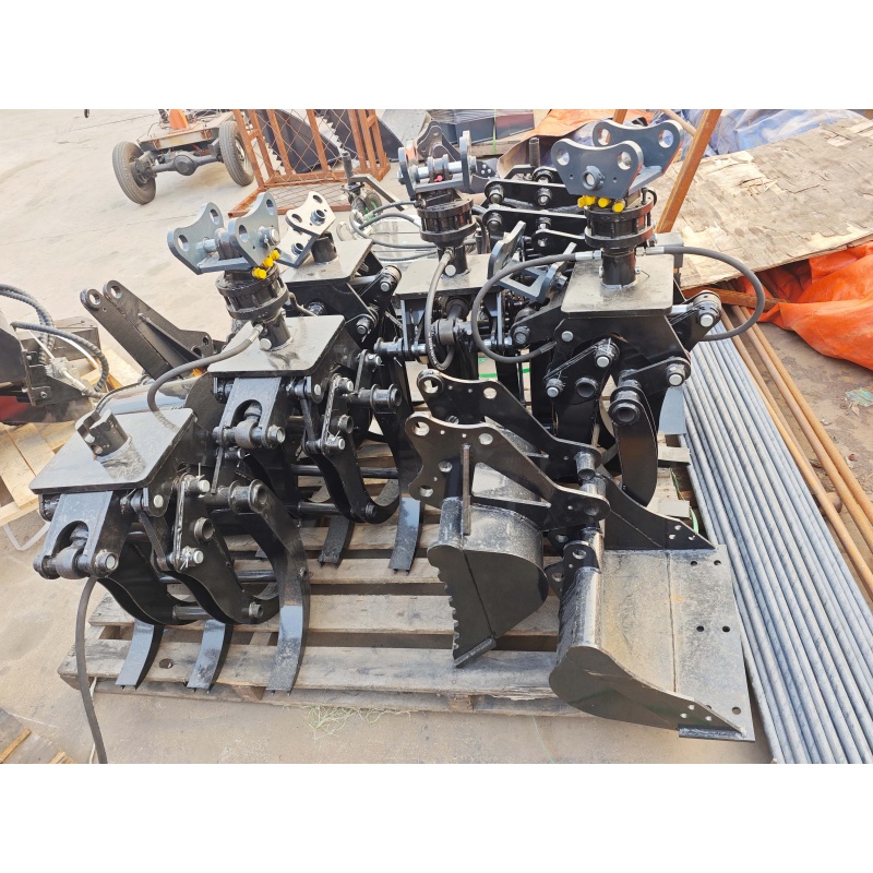 Small Excavator Attachment-Rotating Grass and Tree Catcher