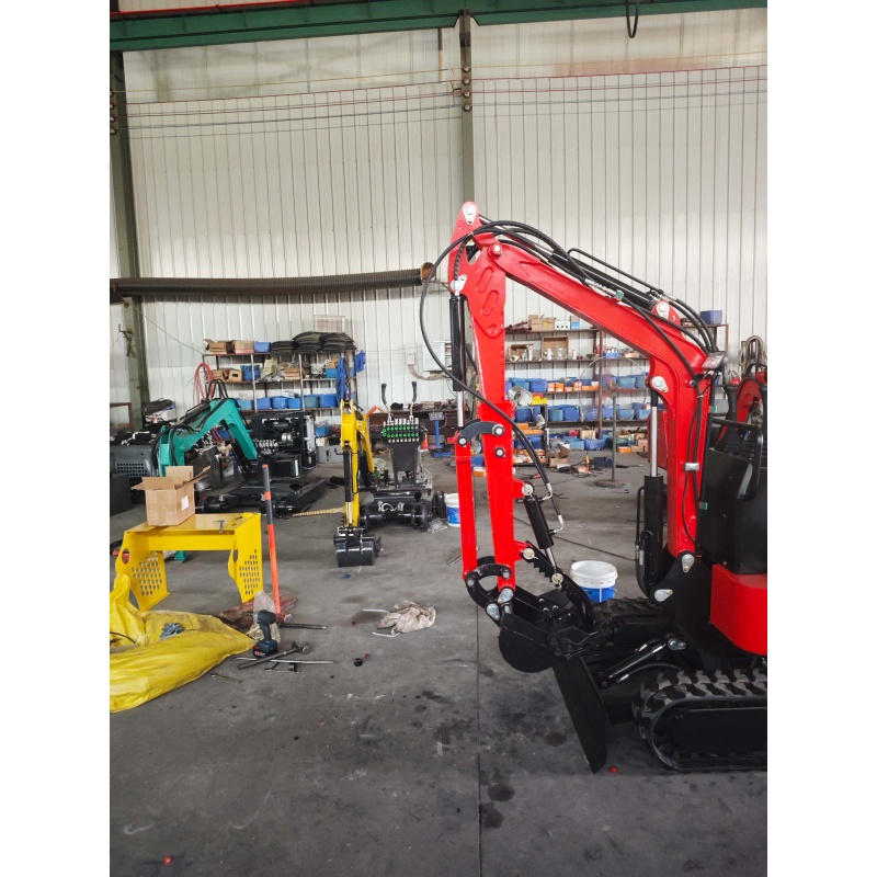 Mini excavator attachments: hydraulic thumb bucket and extended arm