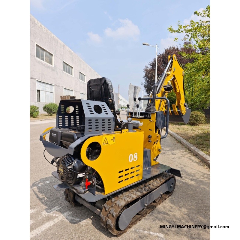 A mini excavator for interior decoration work, suitable for use inside elevator doors.