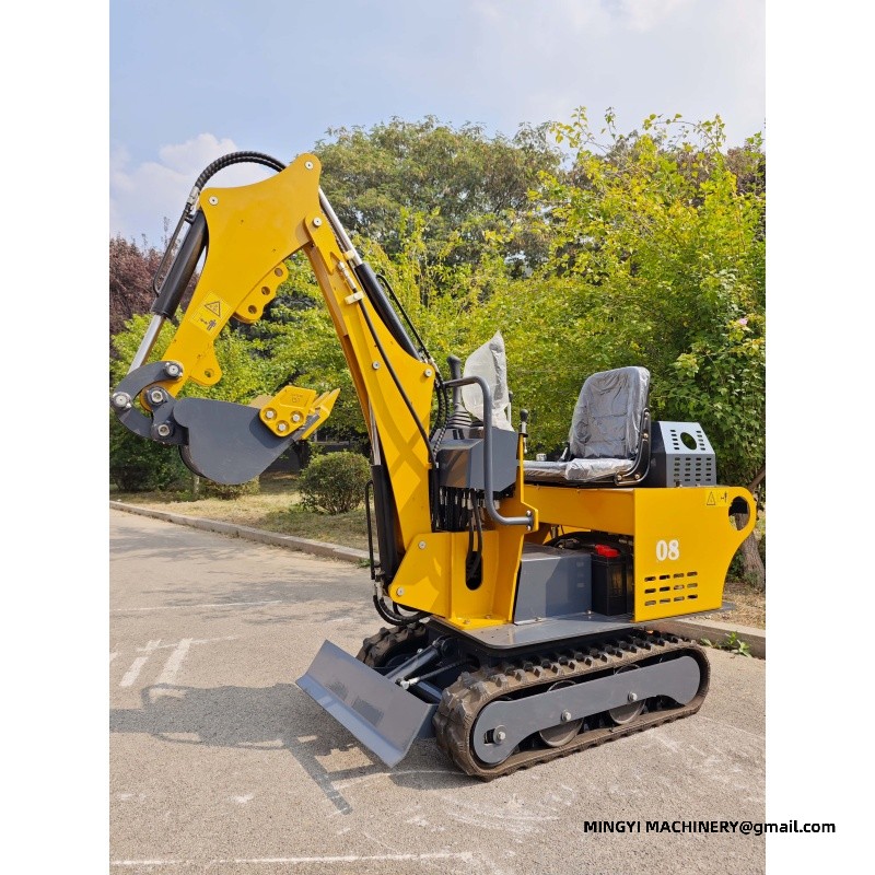A small excavator used for interior renovations, which can be placed inside the elevator door of the building.