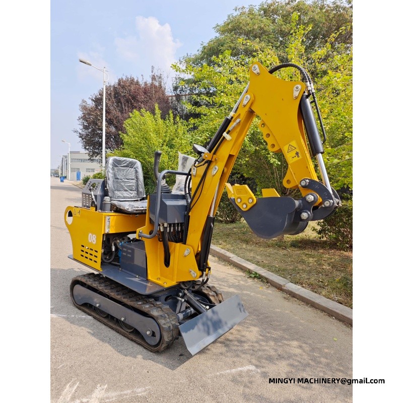 A small excavator used for interior renovations, which can be placed inside the elevator door of the building.