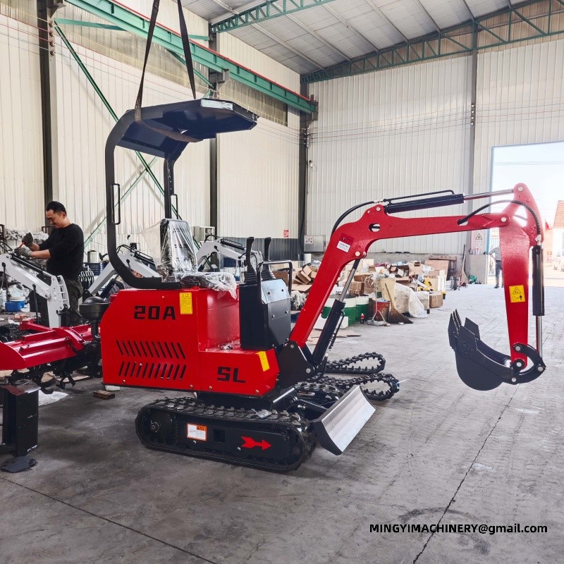 Micro excavator with crawler rotary tiller