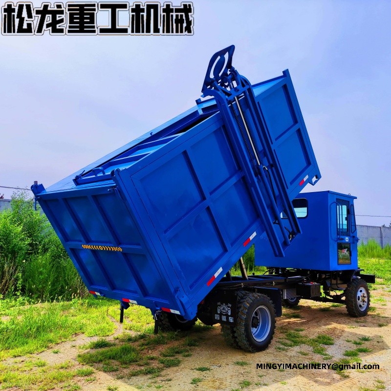 Trash bin transfer four-wheel drive transport vehicle