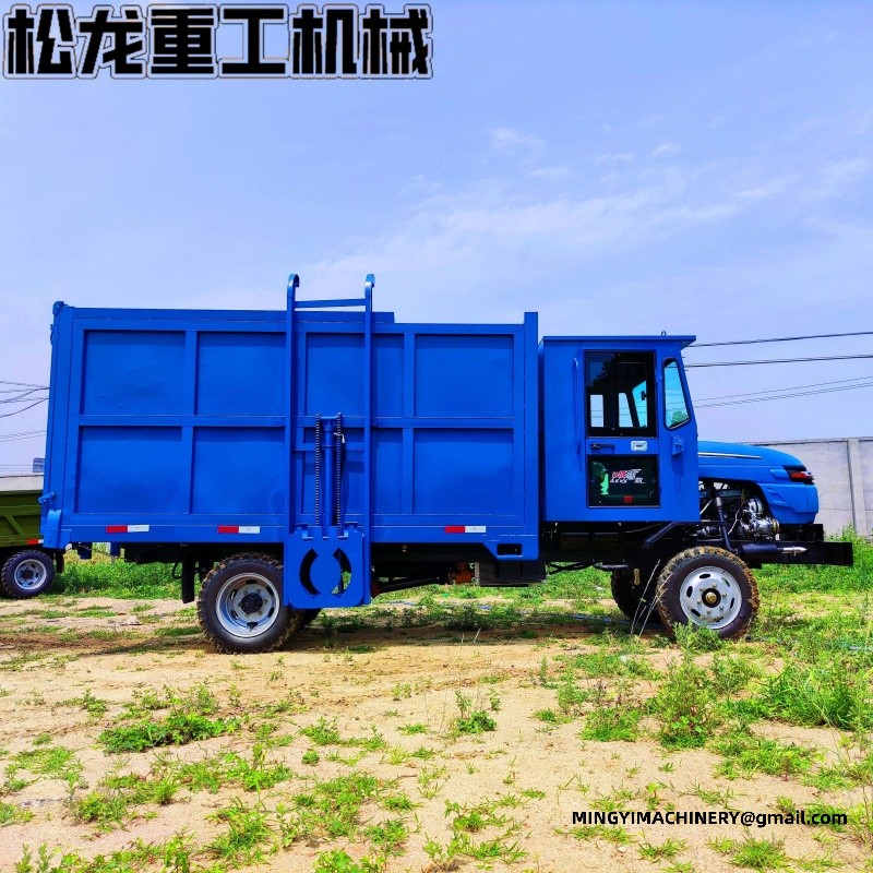 refuse truck with hydraulic bin lifting