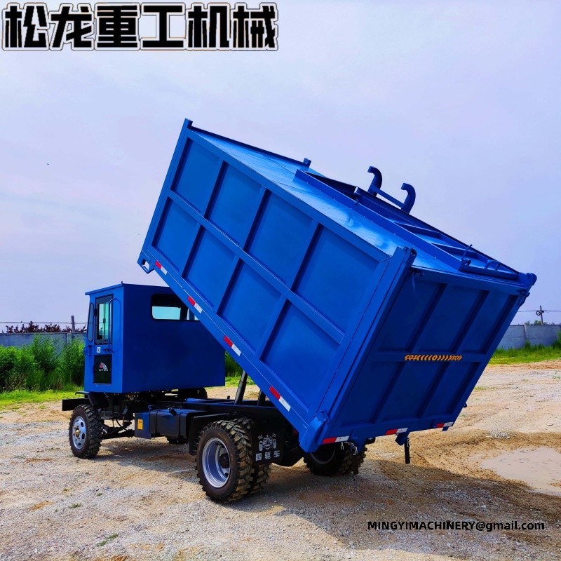 refuse truck with hydraulic bin lifting