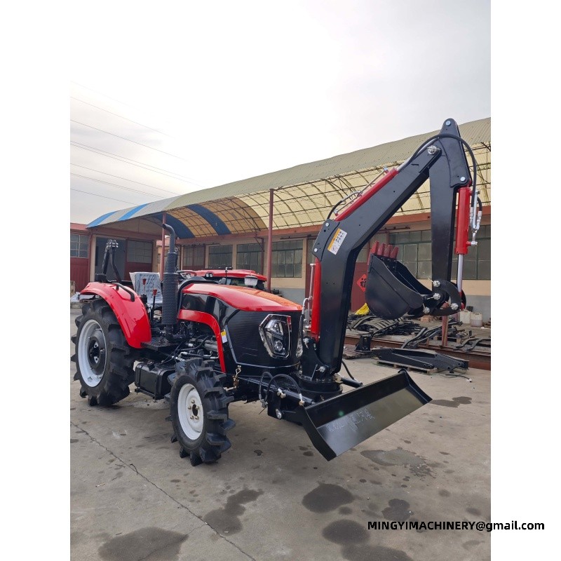 small farm tractor with backhoe attachment