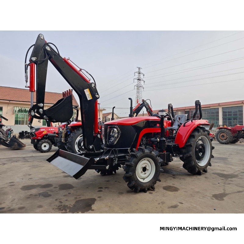 small farm tractor with backhoe attachment