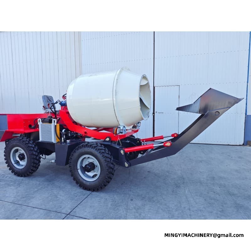 Heavy Duty Self Loading Cement Truck, Steel Frame Mixer, Rugged Site Vehicle