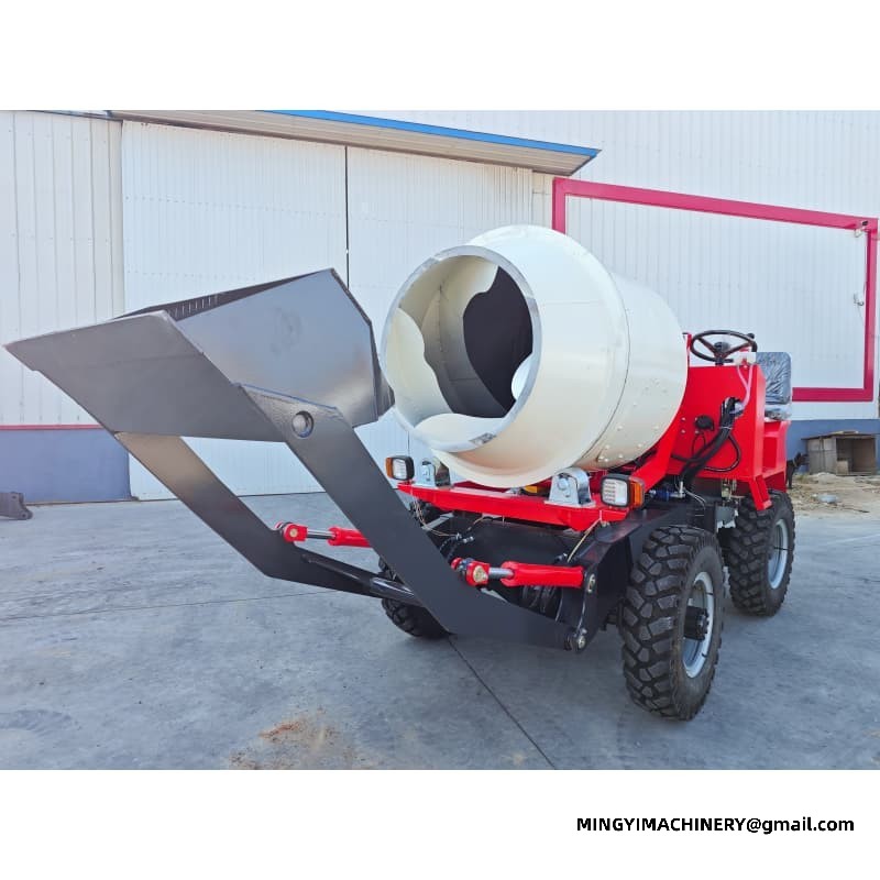 Heavy Duty Self Loading Cement Truck, Steel Frame Mixer, Rugged Site Vehicle