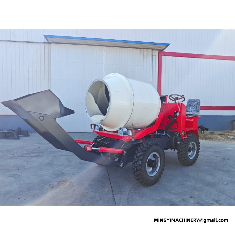 Single Operator 0.8m3 Concrete Mixer, One-Man 4WD Self Loader, Easy Control Truck