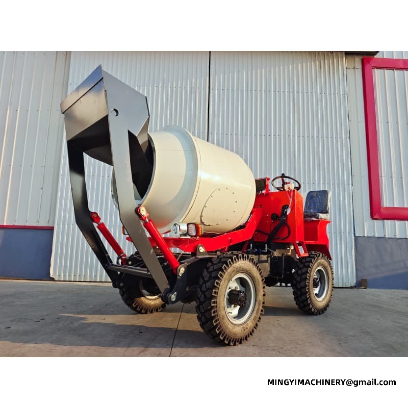 Single Operator 0.8m3 Concrete Mixer, One-Man 4WD Self Loader, Easy Control Truck