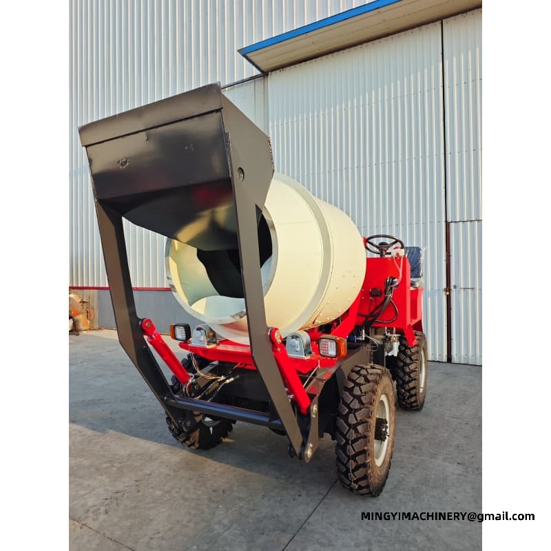 Single Operator 0.8m3 Concrete Mixer, One-Man 4WD Self Loader, Easy Control Truck