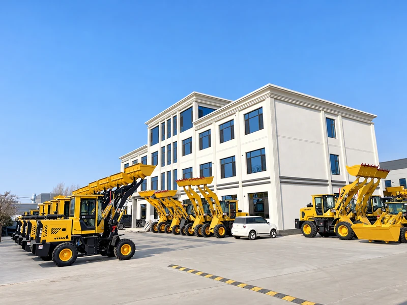 Mingyi wheel loaders parked at the factory headquarters