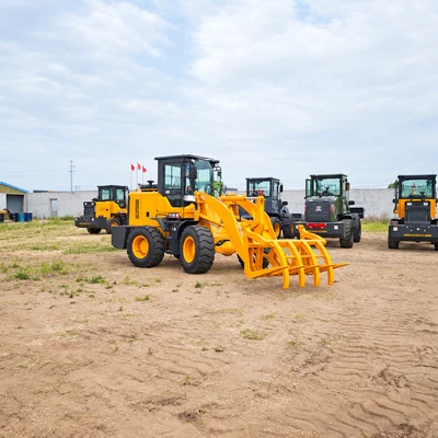 Mingyi wheel loader with grapple bucket handling materials